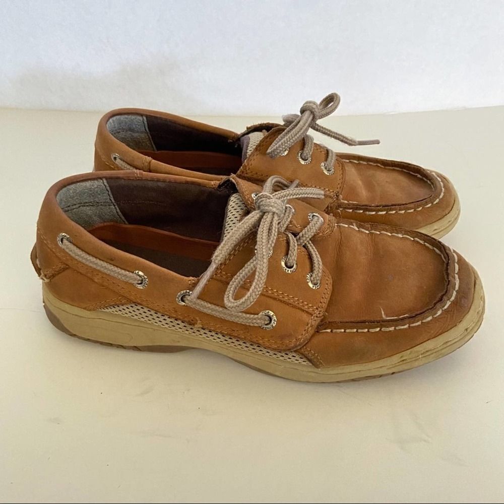 SPERRY Boat Shoes Tan Billfish Kids Size 2.5 - Picture 2 of 5